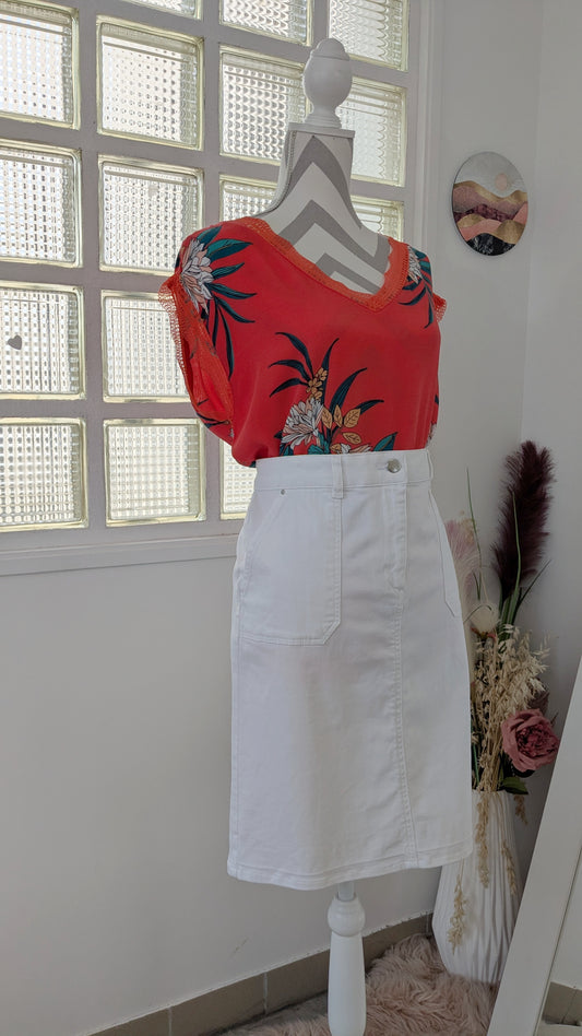 Jupe blanche droite - Maison 123 - 42