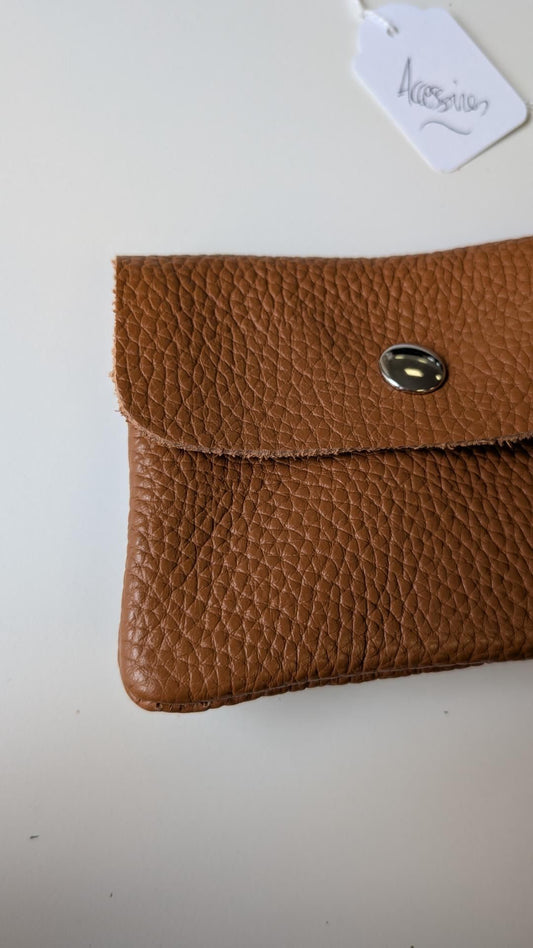 Porte-monnaie cuir marron - Made in Italy