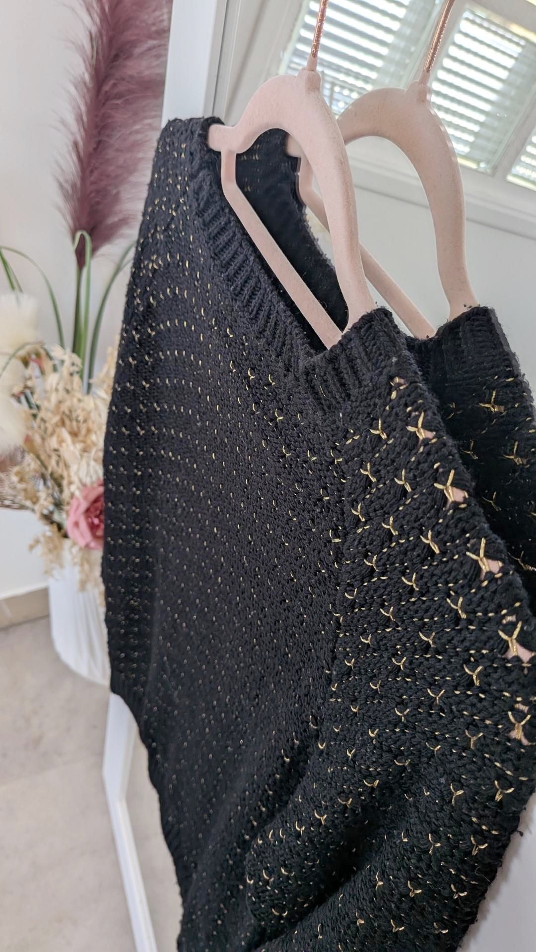 Pull en maille tressé noir et doré - Wisse - 34/36