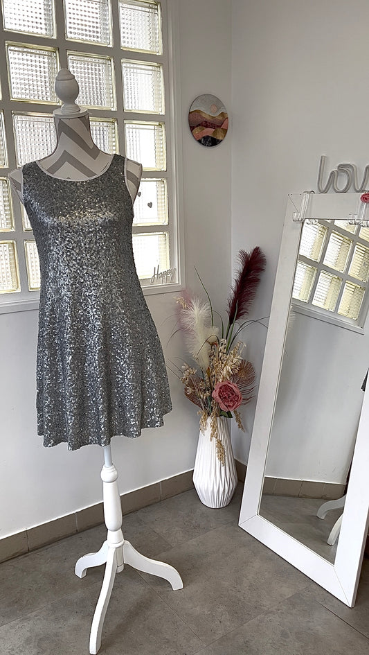 Robe courte grise sequins - Compañia Frantastica - S