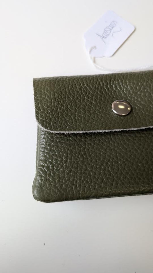 Porte-monnaie cuir Vert - Made in Italy - TU