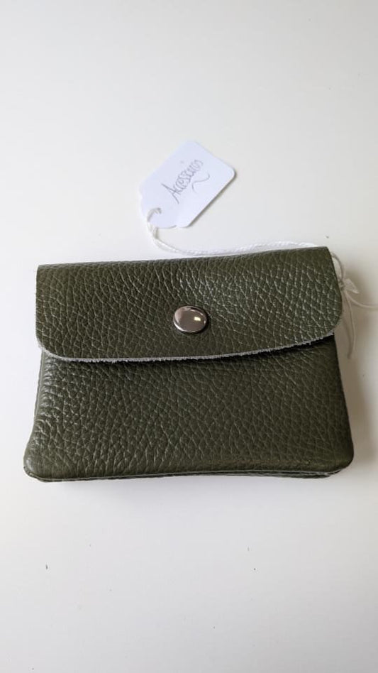 Porte-monnaie cuir Vert - Made in Italy - TU