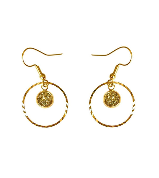 Bijoux Boucles d’oreilles Création Jeanne&Jo Paillettes Or