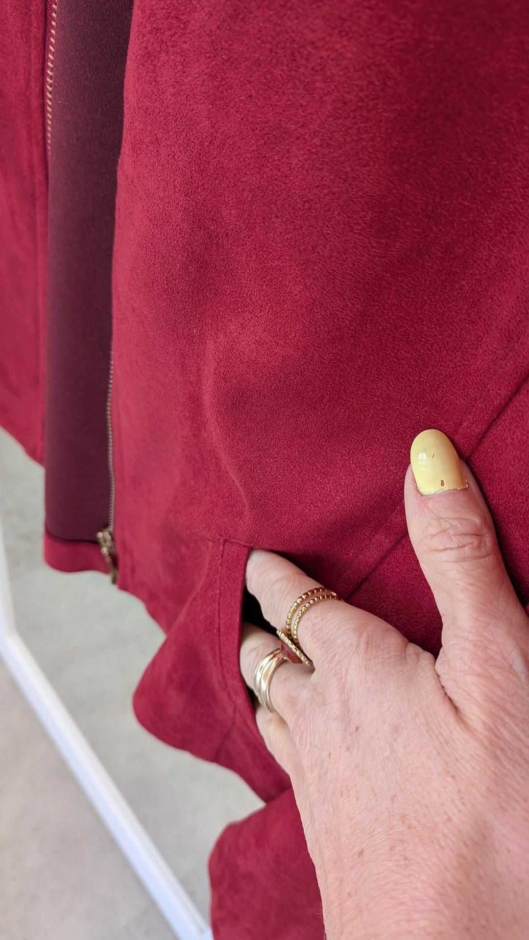 Veste courte suédine rouge - Anne Kelly - 42