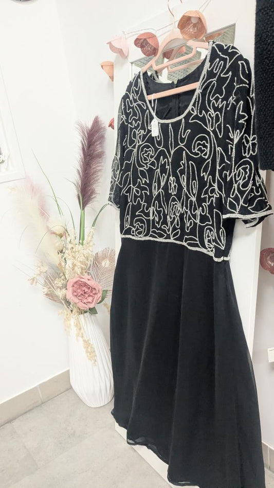 Robe noir perles blanches - Boutique indépendante - 44
