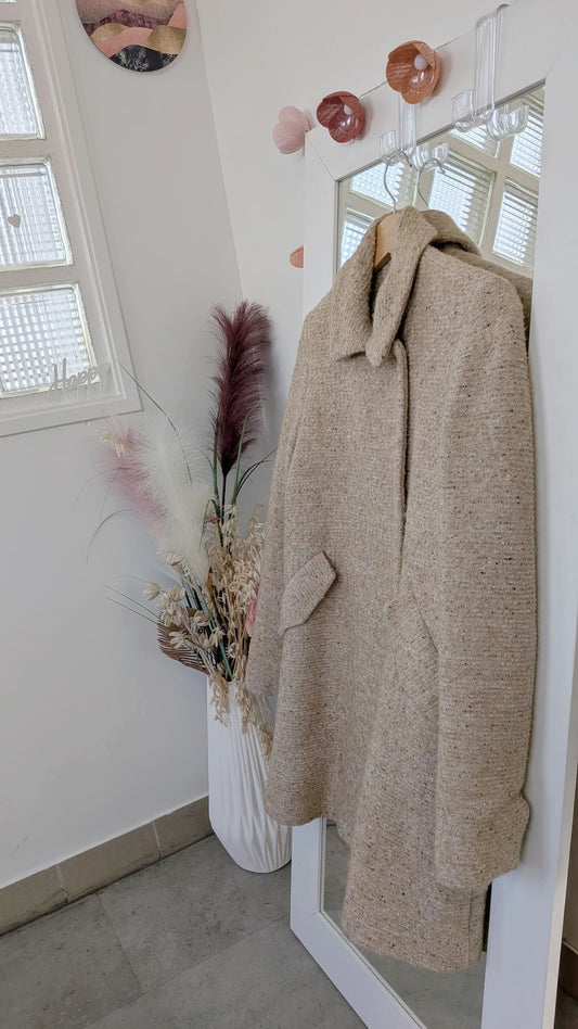 Manteau chaud beige nuancé - ZARA - 36