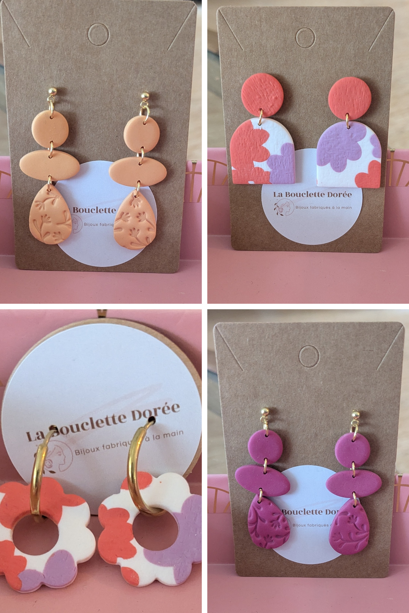 Bijoux Boucles d' oreilles créoles fleuries - Création La Bouclette dorée - TU