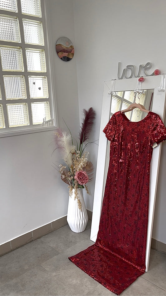 Robe longue rouge sequins - Etam - 38