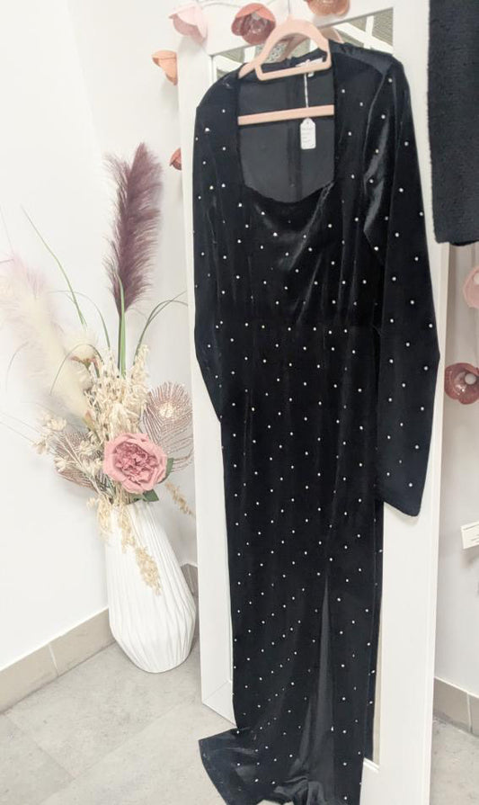 Robe longue noir à strass - kilky - 38/40