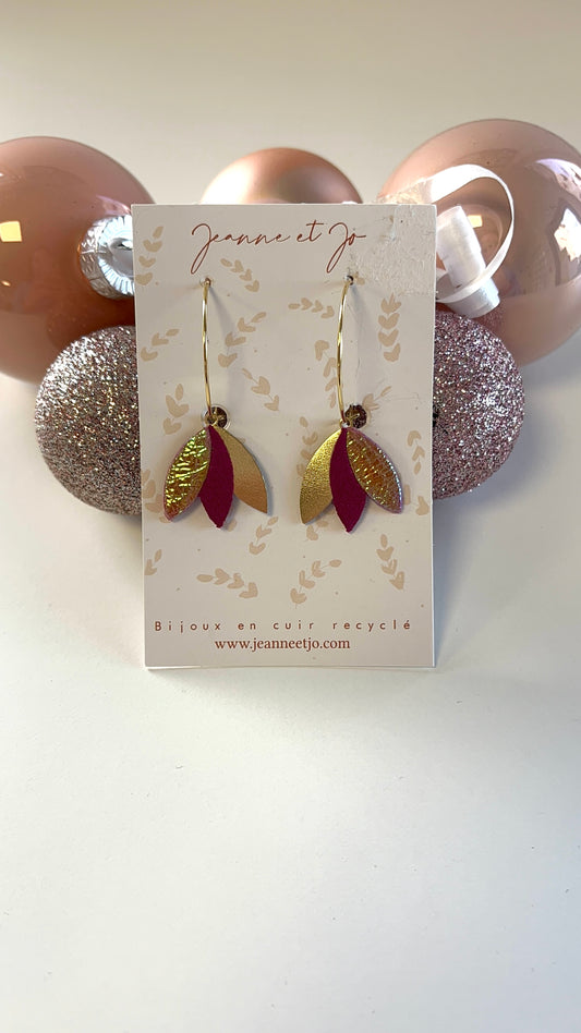 Bijoux Boucles d’oreilles Création Jeanne&Jo Caméléon et violine