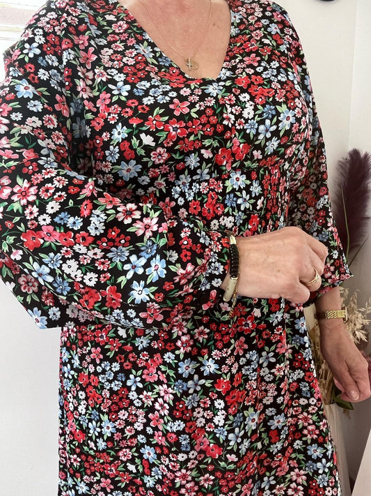 Robe smokée fleurie - Only - 42