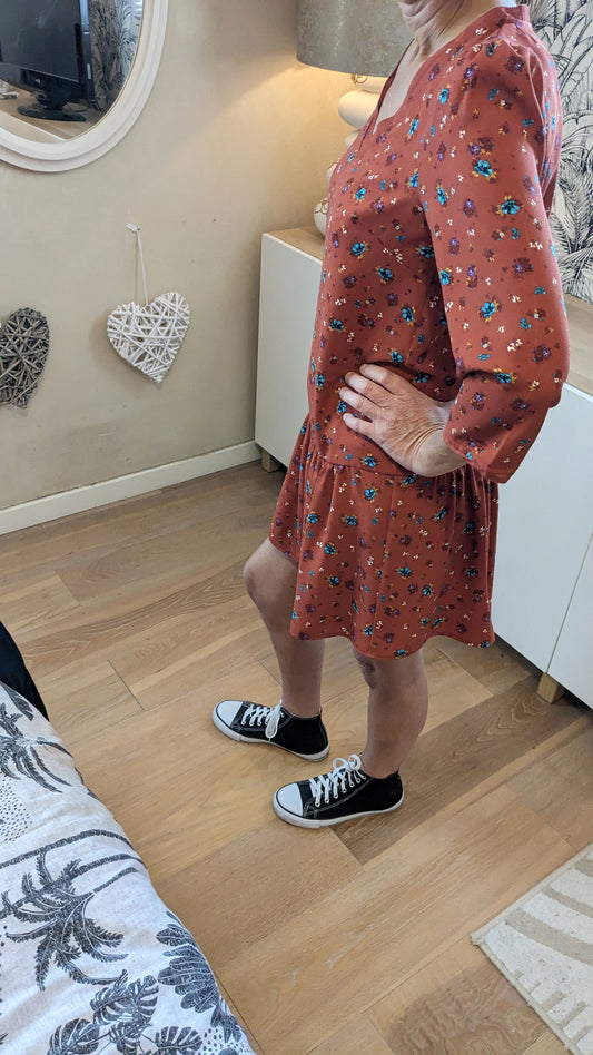 Robe rouille fleurie - Promod - 36
