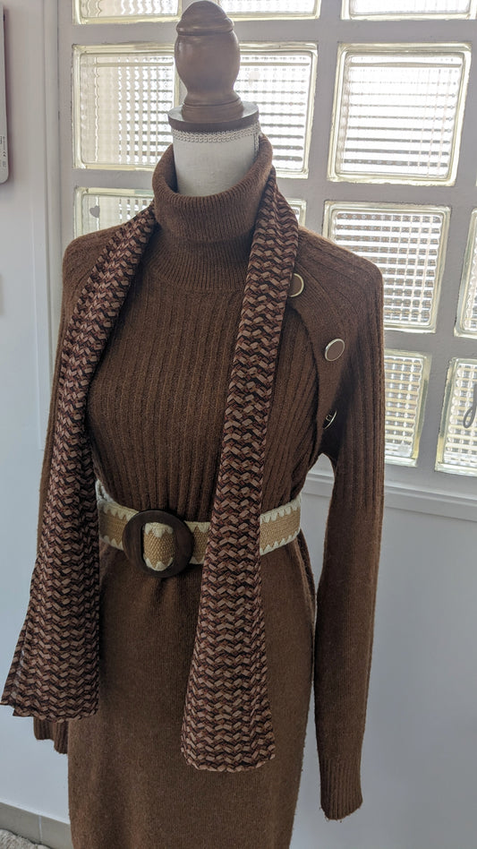 Foulard Camel crème graphique - Création Sab'bobine - TU