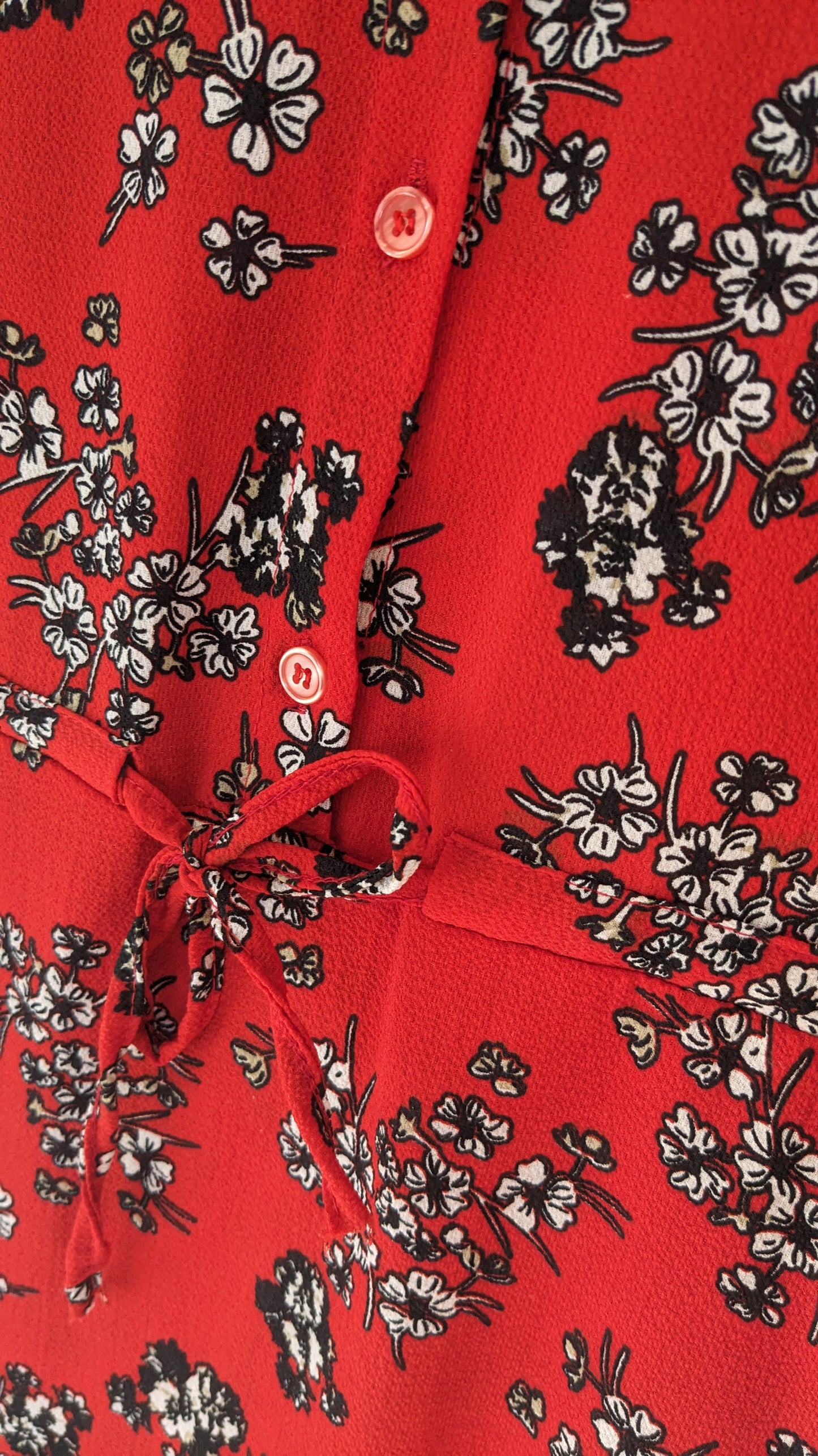 Robe rouge corail fleurie - Glossy - 42