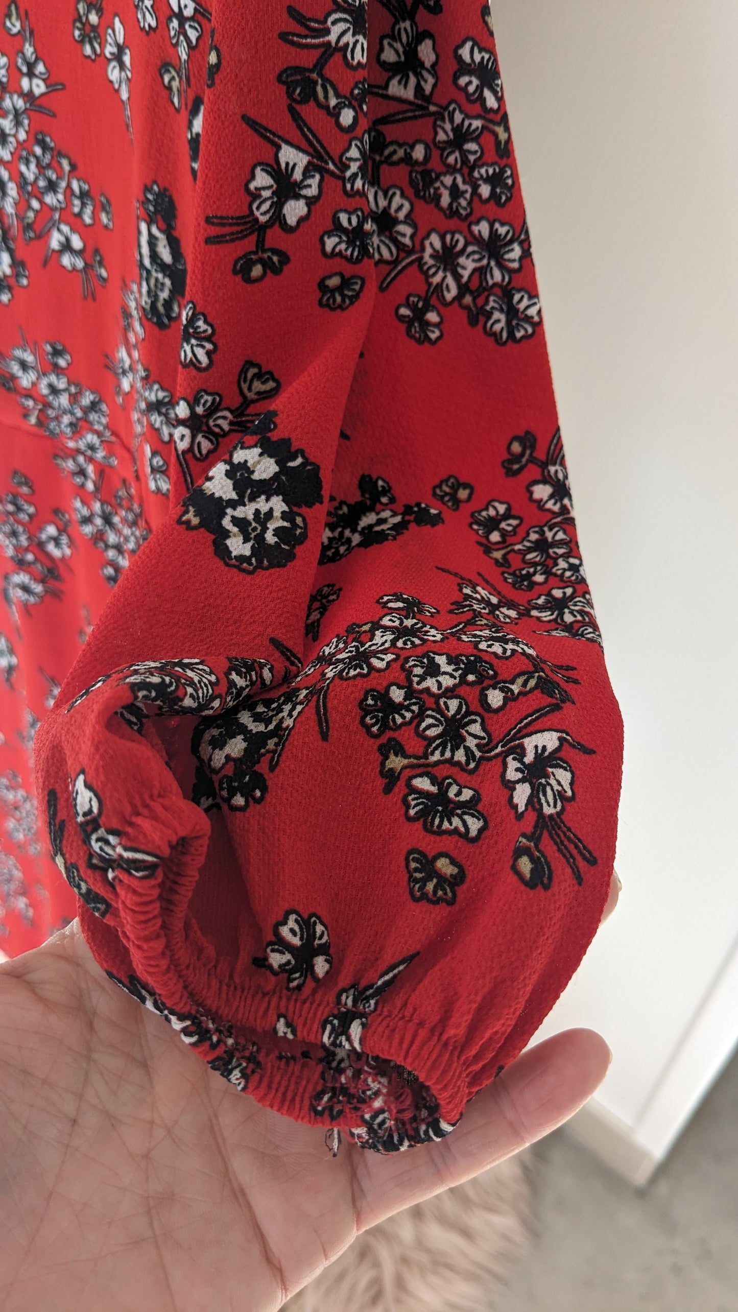 Robe rouge corail fleurie - Glossy - 42