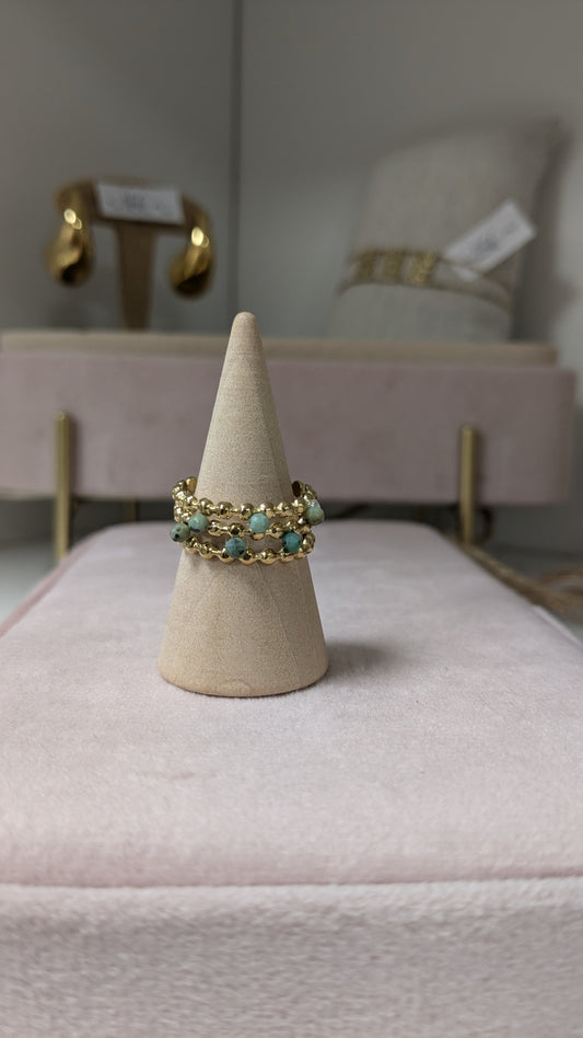 Bijoux Bague empierrée camaïeu de vert - Nude Collection - TU
