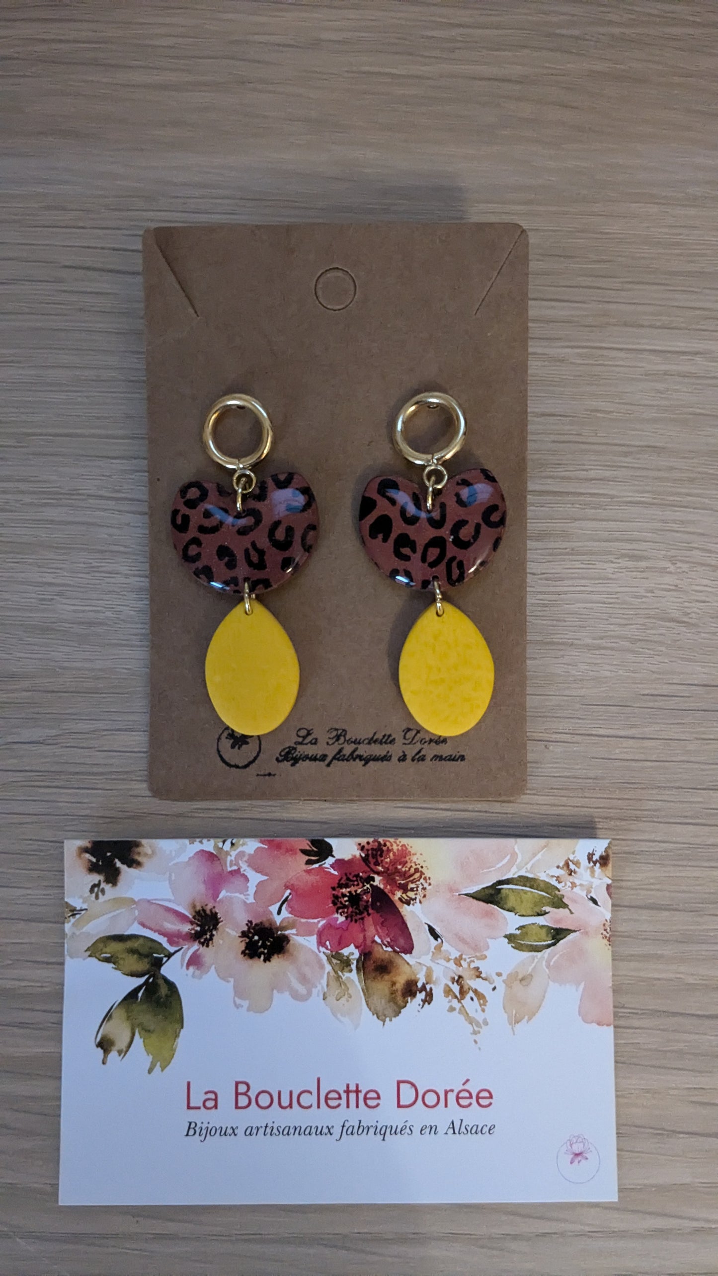 Bijoux Boucles d'oreilles léopard jaune - Création La Bouclette dorée - TU