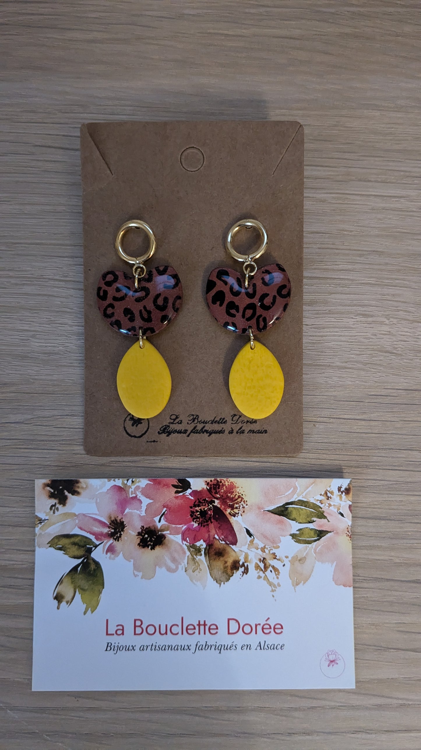 Bijoux Boucles d'oreilles léopard jaune - Création La Bouclette dorée - TU