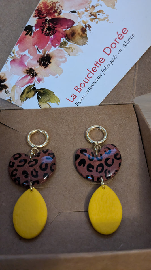 Bijoux Boucles d'oreilles léopard jaune - Création La Bouclette dorée - TU