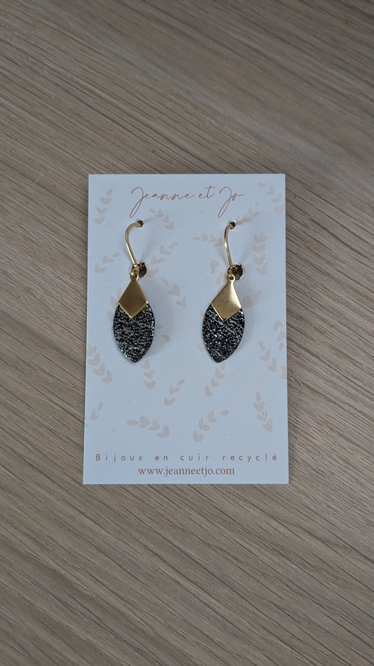 Bijoux Boucles d'oreilles "plumes" noir réveillon - Création Jeanne et JO - TU