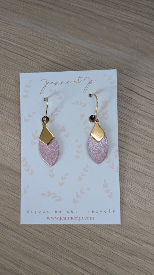 Bijoux Boucles d'oreilles "plumes" rose nacré - Création Jeanne et JO - TU