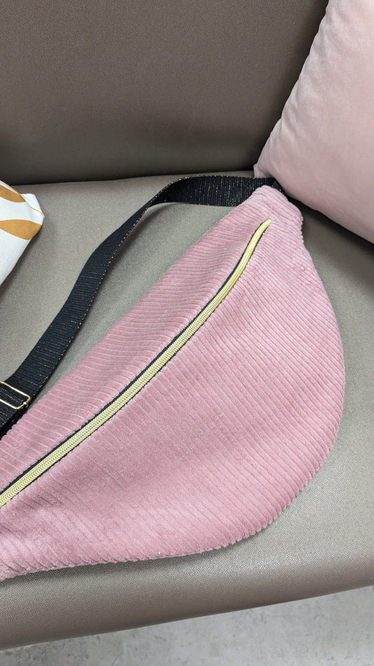 Sac banane velours rose - Création Sab'bobine - TU