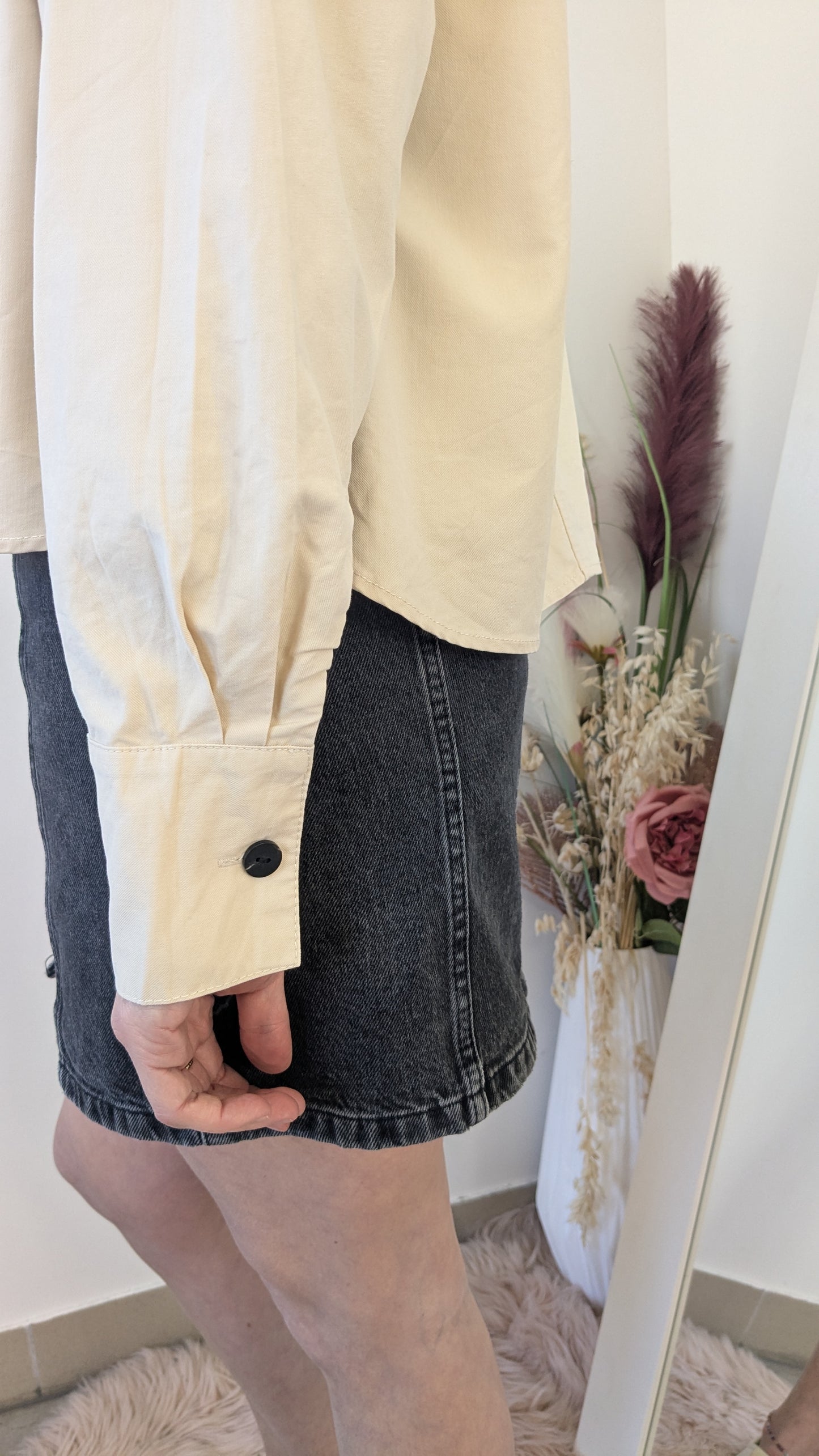 Veste jeans crop beige - Mango - 38 et +