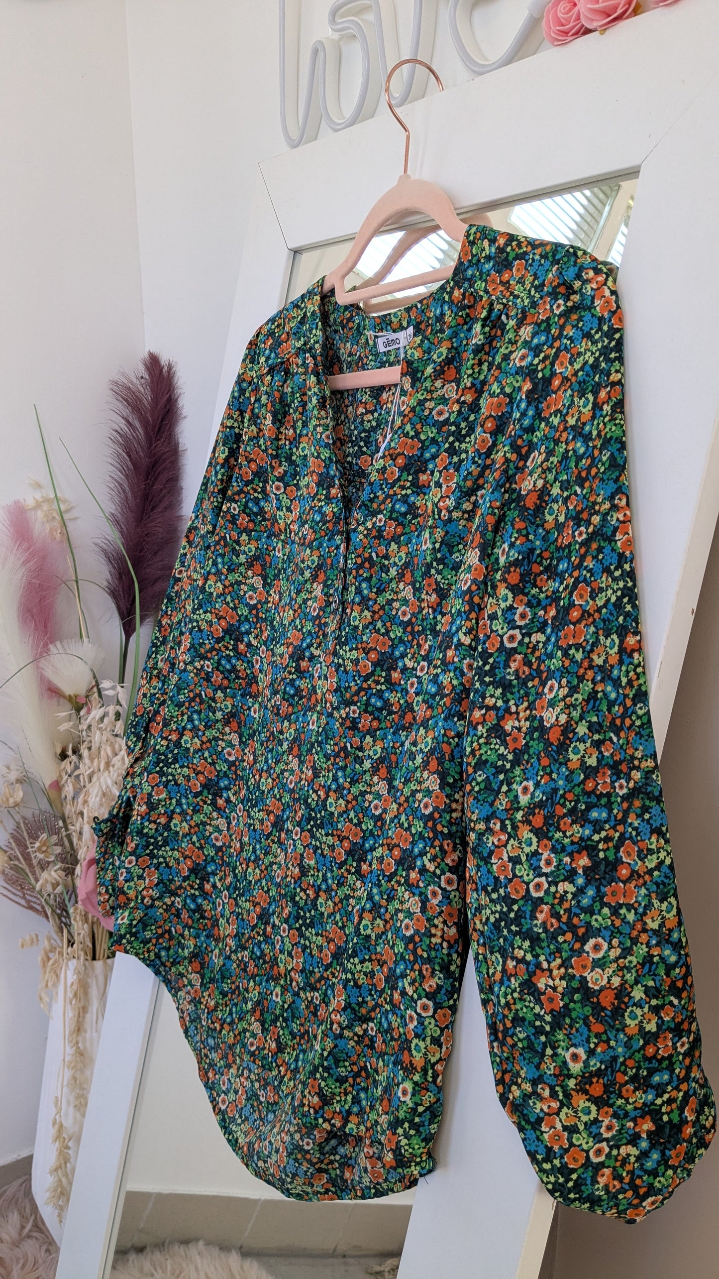 Blouse chemise fleurie vert - Gémo - 36