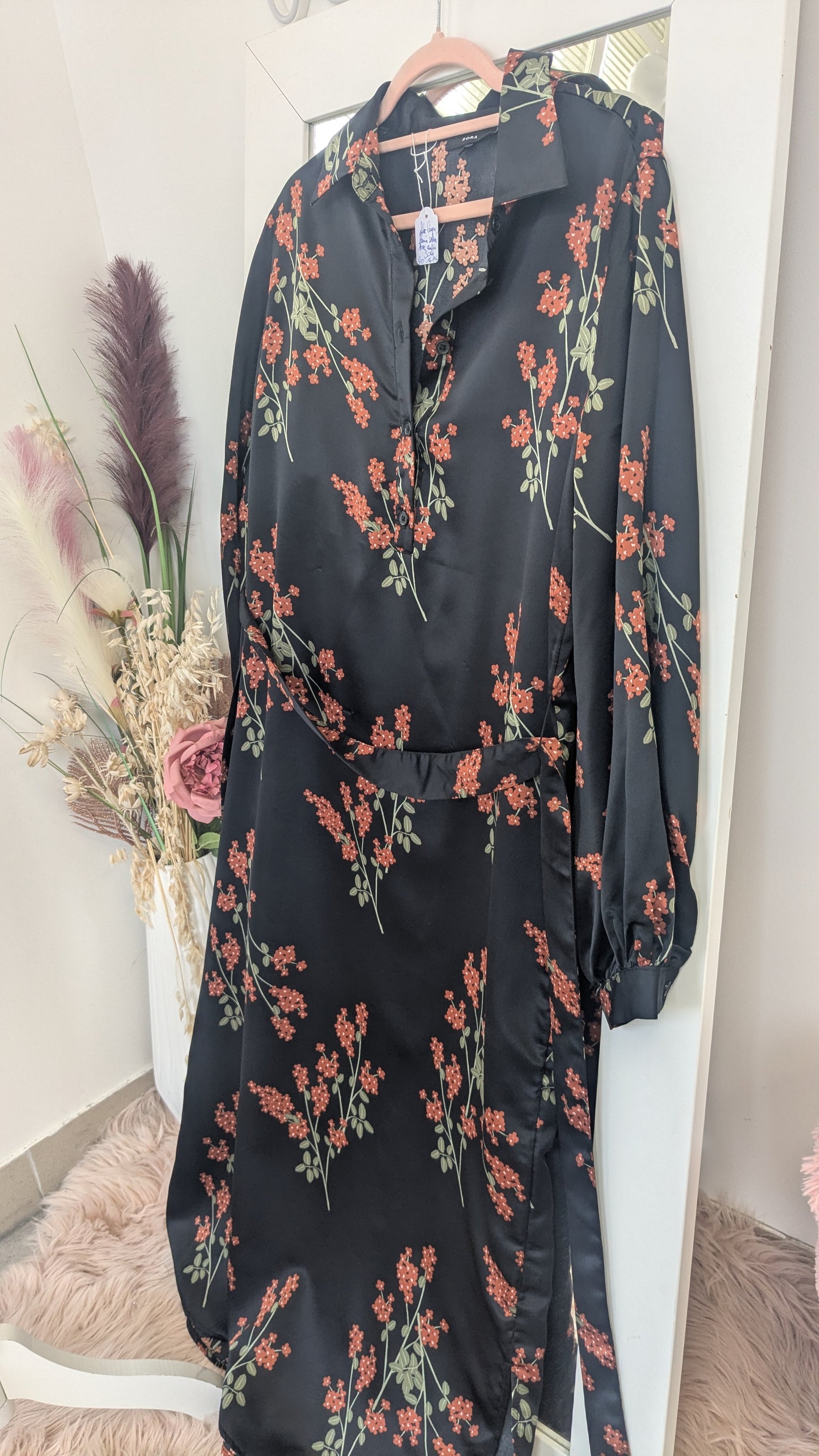 Robe longue satinée fleurie - Sora - 40