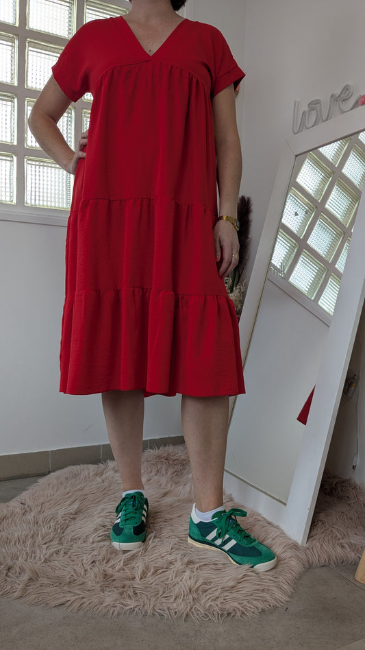 Robe longue midi rouge - E.Diva - TU