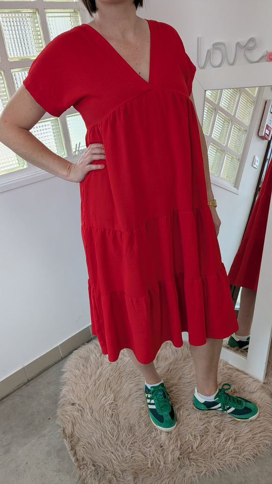 Robe longue midi rouge - E.Diva - TU