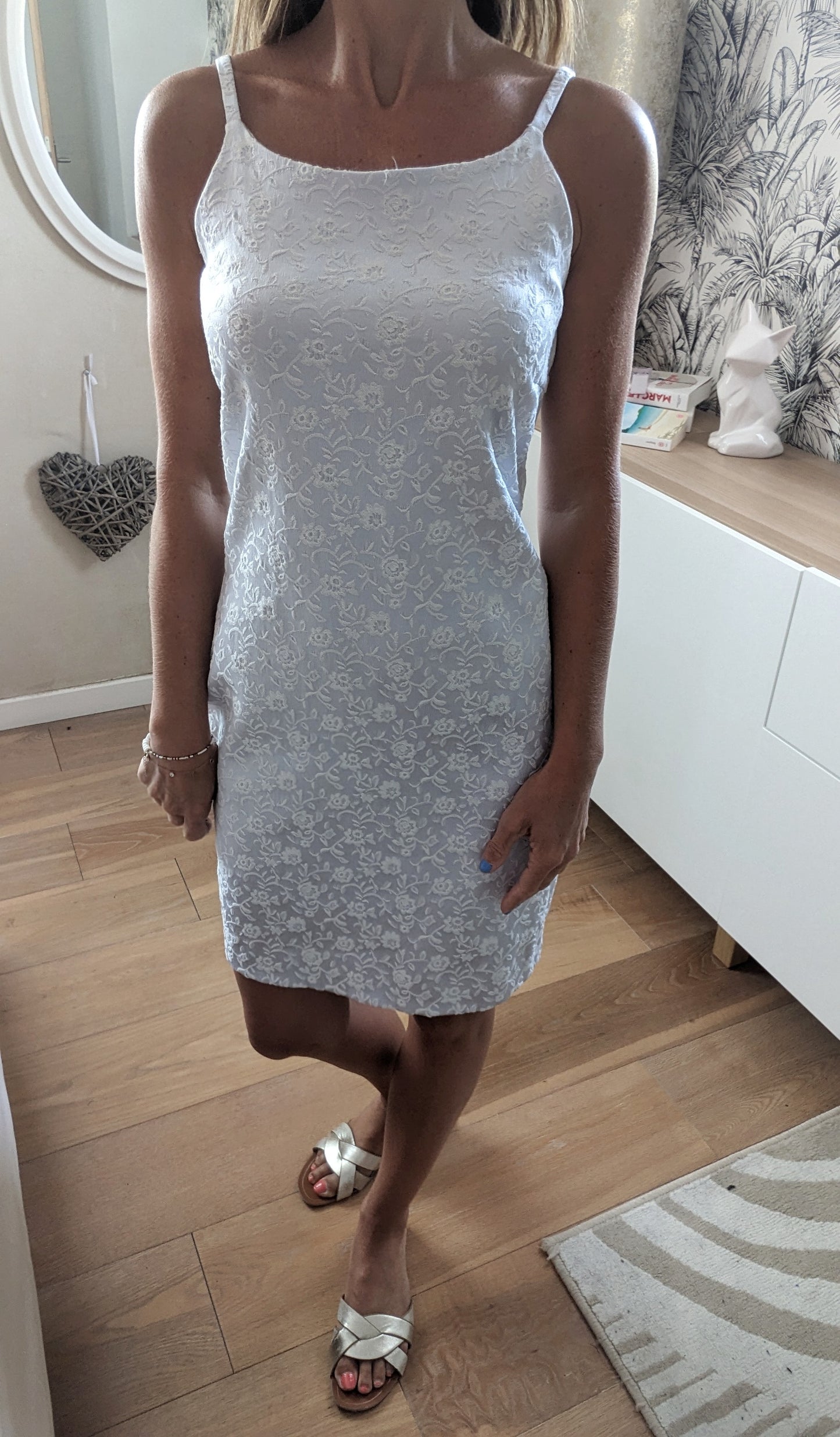 Robe grise fleurie - Kiabi - 36/38