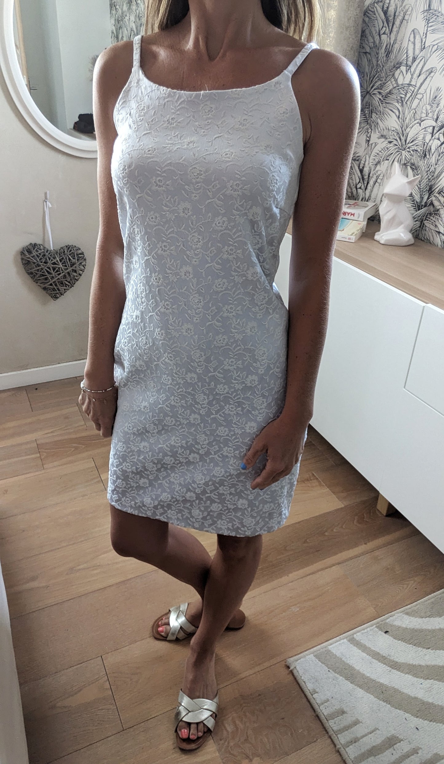 Robe grise fleurie - Kiabi - 36/38