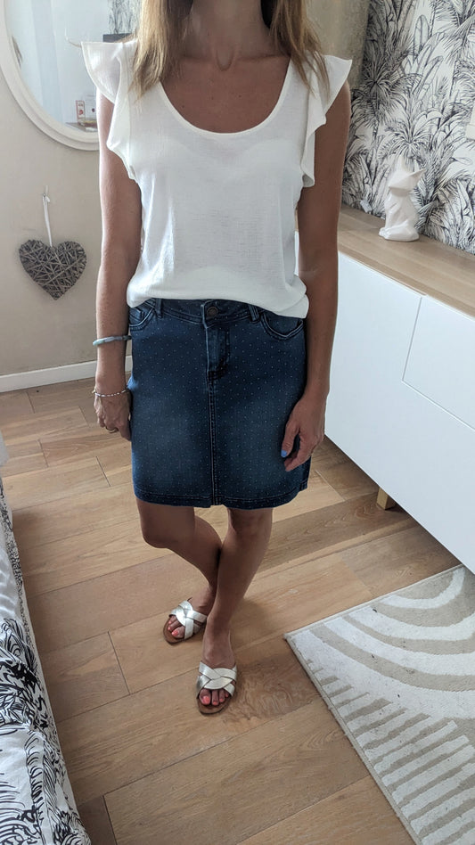 Jupe jeans pois - Camaieu - 36