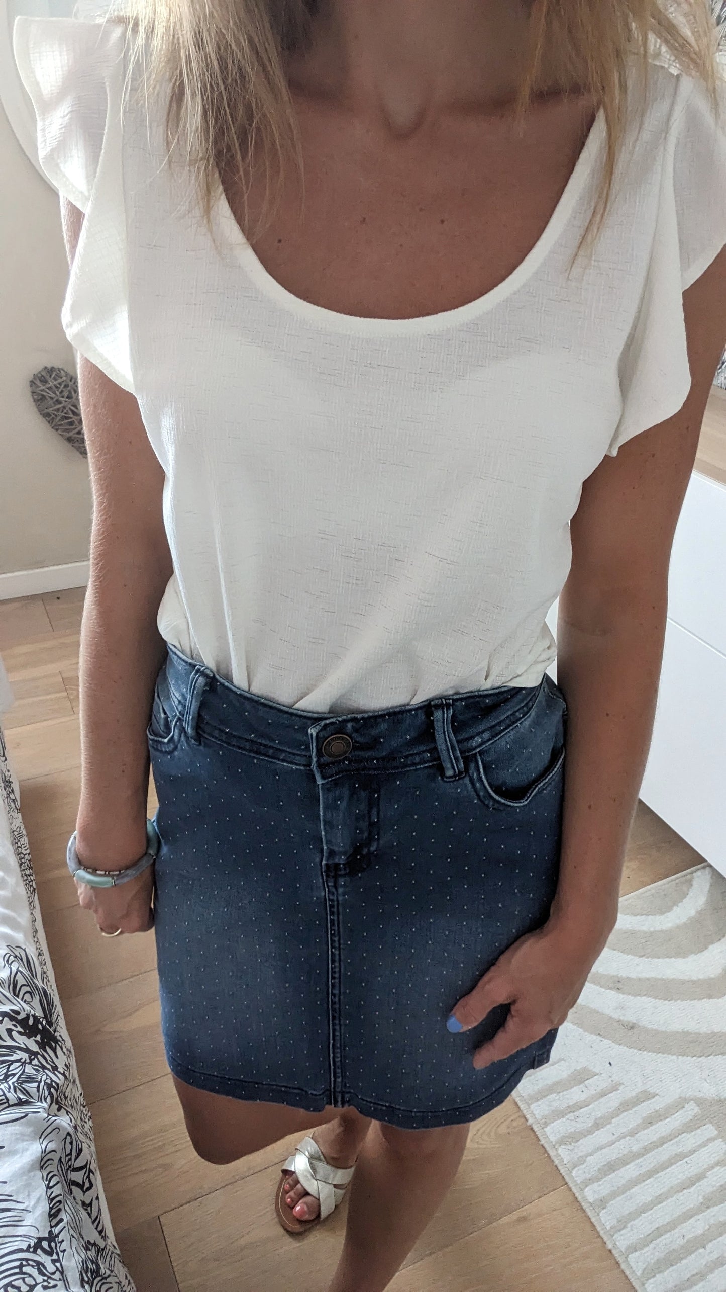 Jupe jeans pois - Camaieu - 36