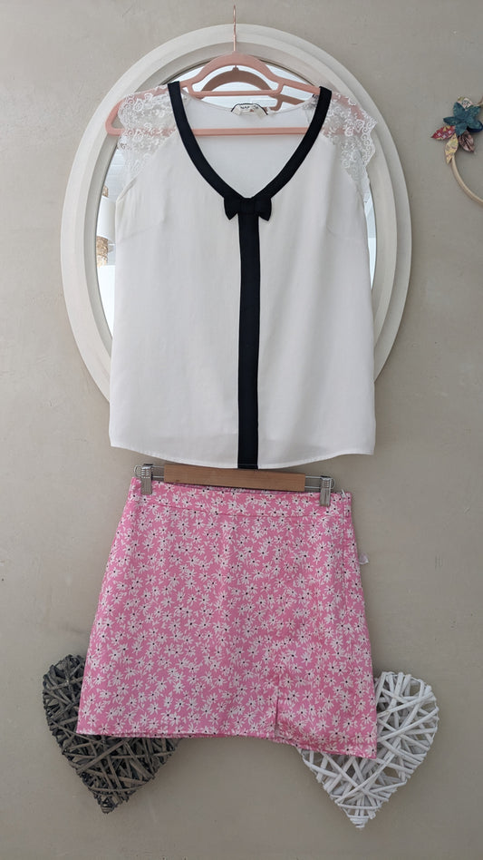 Jupe fleurie rose - Bershka - 38