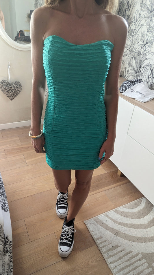 Robe menthe bustier vagues - Made in France - 34/36