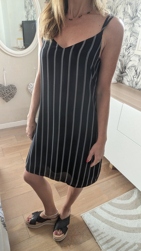 Robe rayée croisée noire - Pimkie - 34/36