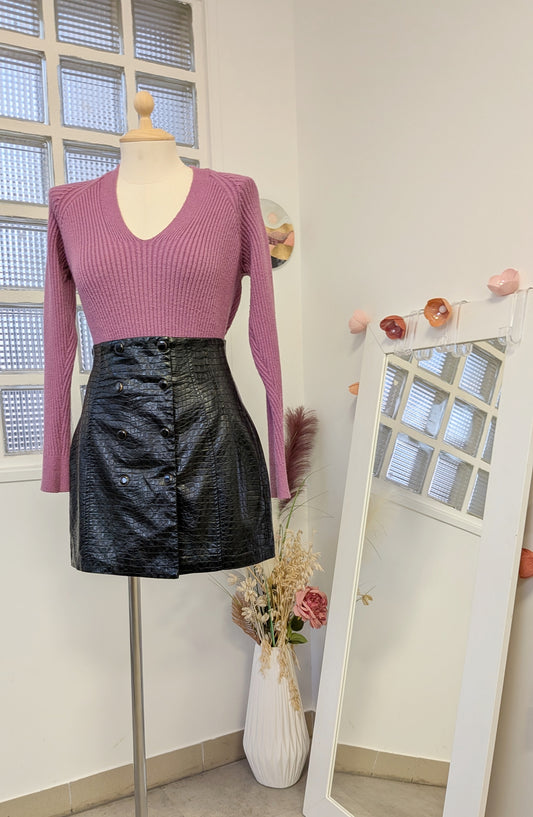 Pull côtelé vieux rose - Mango - 36