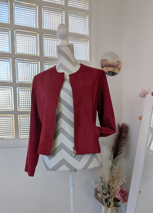 Veste courte suédine rouge - Anne Kelly - 42