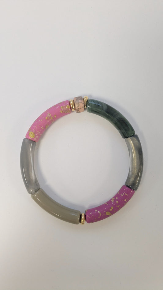 Bijoux Bracelet élastique fushia doré - Kalisaya - TU