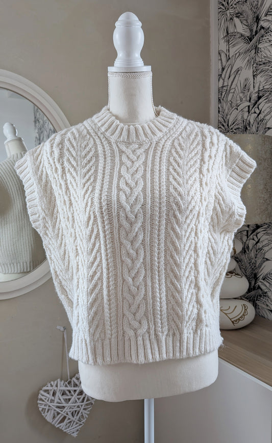 Pull sans manches blanc crème - H&M - 38