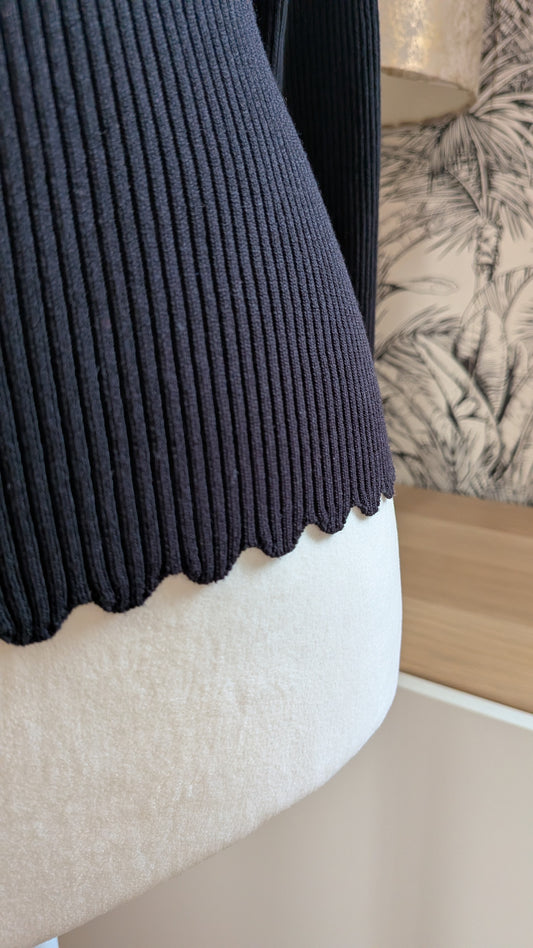 Pull noir côtelé cranté - Capsule - 38/40