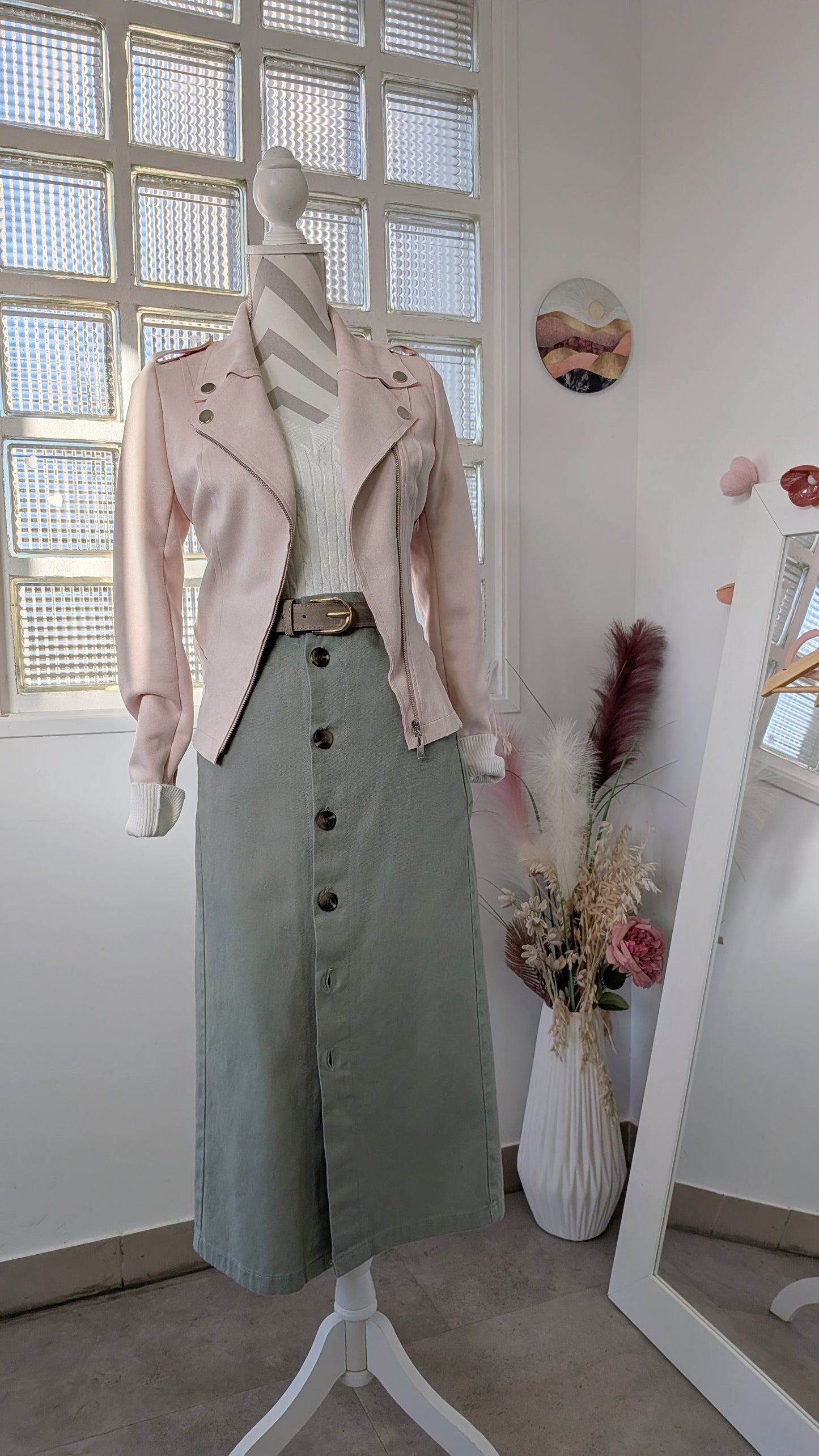 Jupe longue kaki à boutons - Boutique indépendante - 34/36