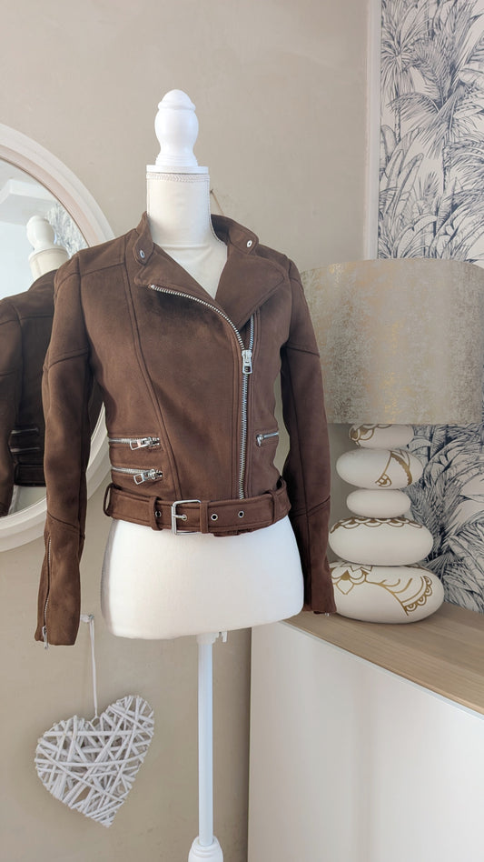 Perfecto suédine chocolat - Zara - 34/36