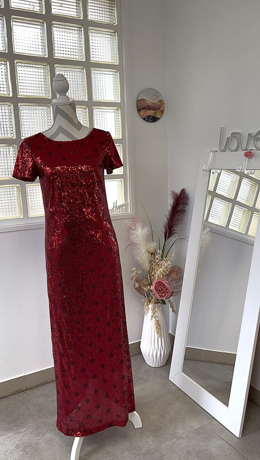 Robe longue rouge sequins - Etam - 38