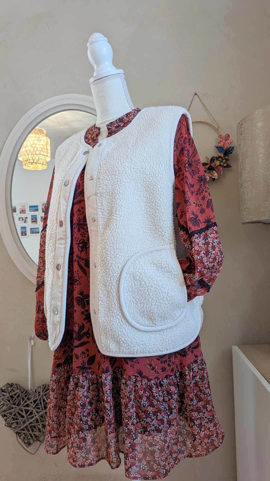 Robe courte rouge à motifs - ZARA - 40