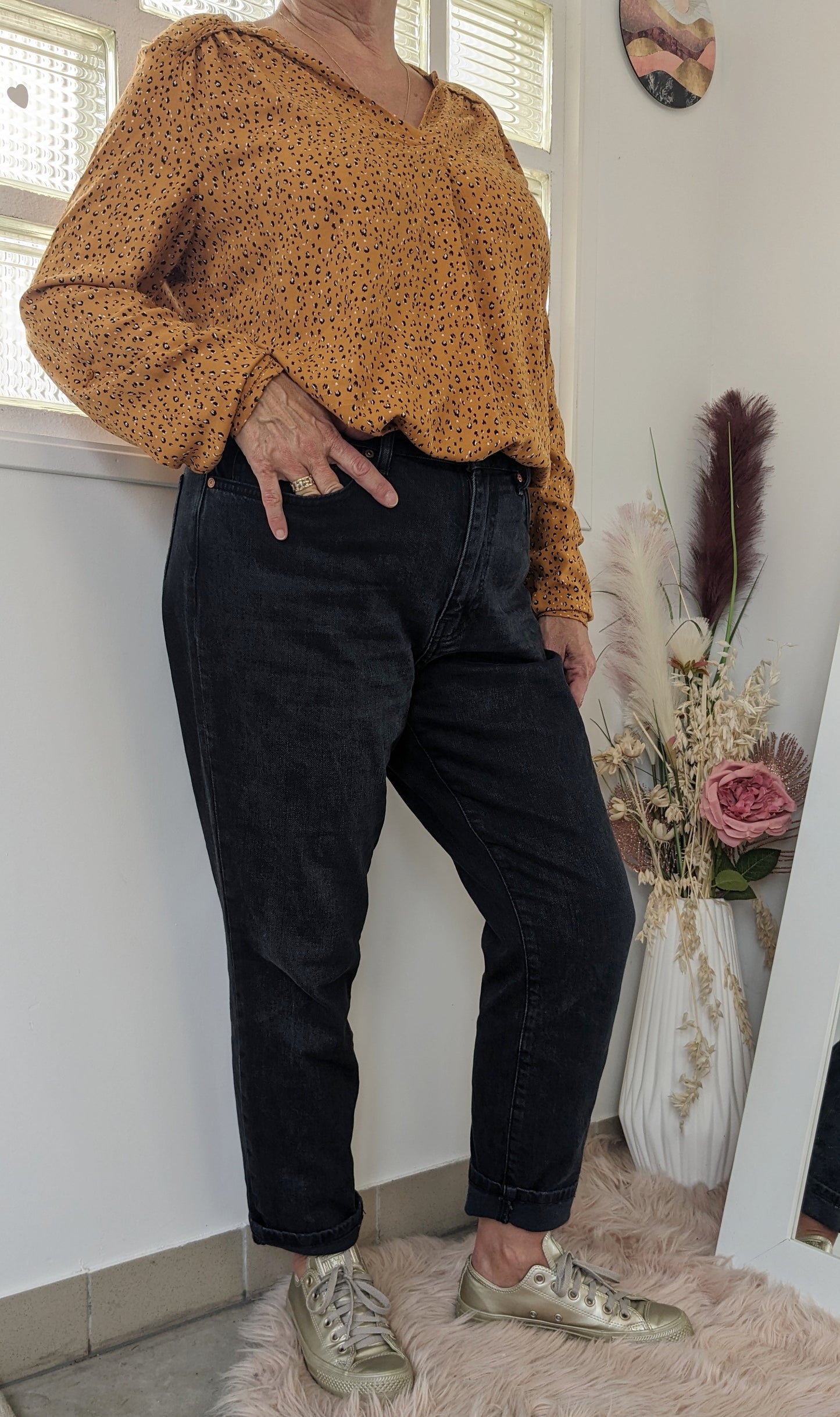 Jeans Mom noir Claudia  - Mango - 44