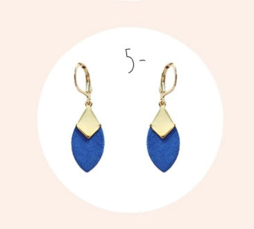 Bijoux Boucles d'oreilles plumes bleu saphir velours - Création Jeanne et Jo - TU