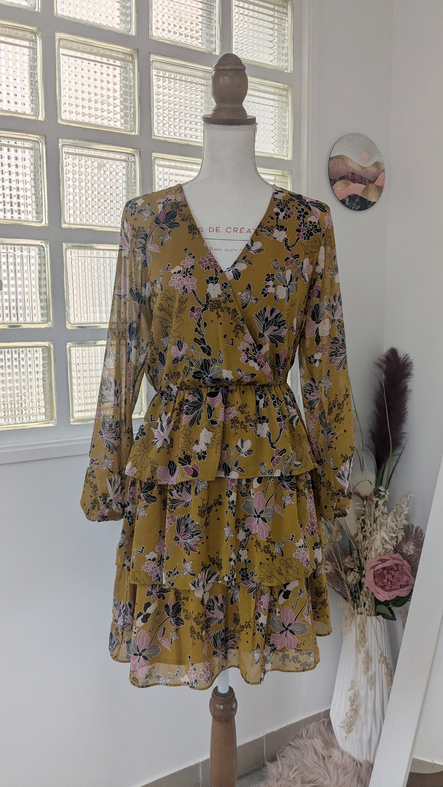 Robe moutarde japonisante - Promod - 36